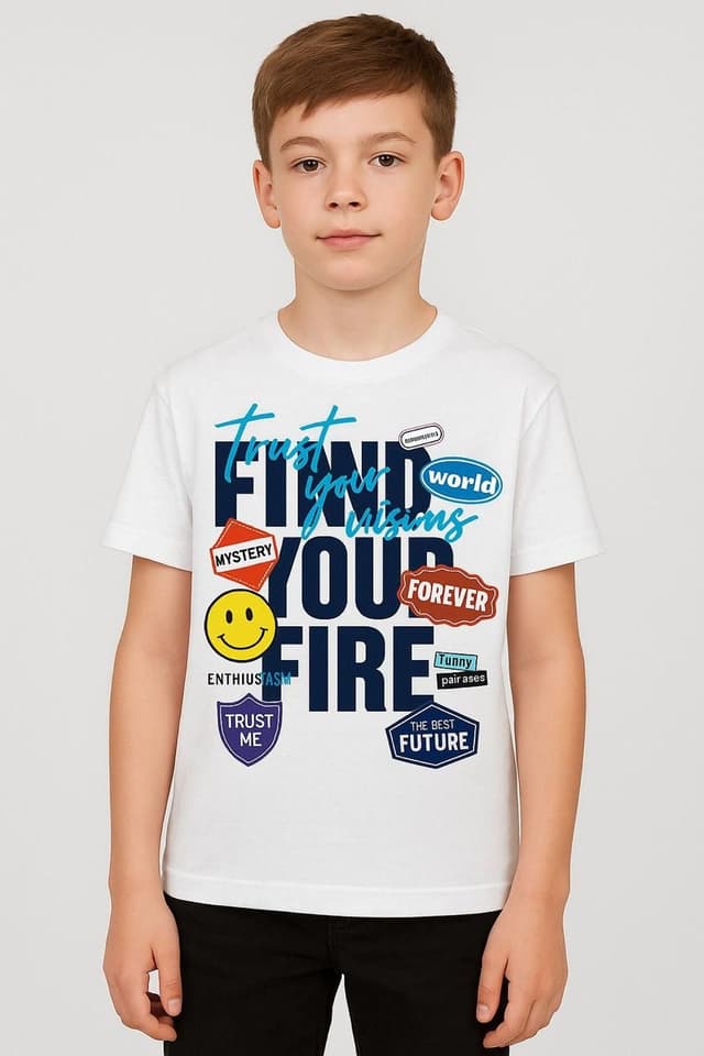 White T-Shirt For Kids 1